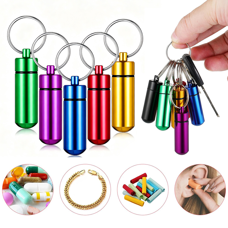 Edc Pill Carry - 1/5 Buah Gantungan Kunci Kotak Pil