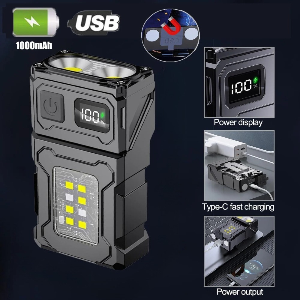 Keychain Flashlight - 180 ° Senter LED Putar USB