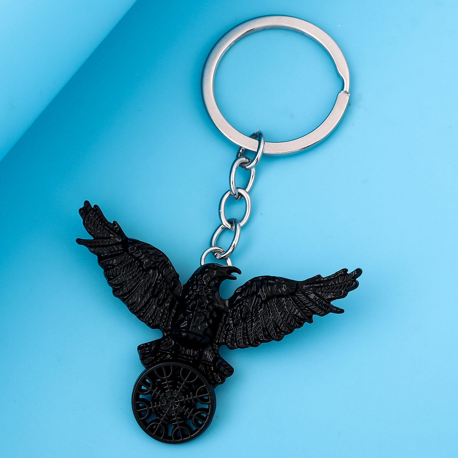 Vintage Viking Hitam Gagak Kal - Compass Keychain Mini ulasan dan harga